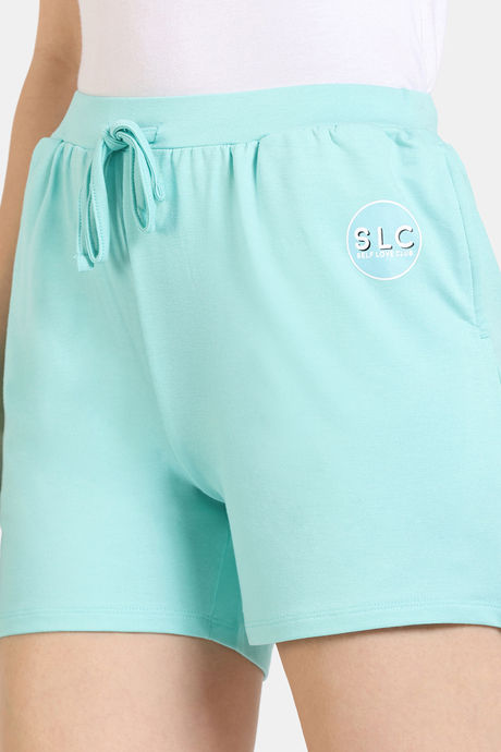 Zivame Lounge Knit Poly Lounge Shorts - Aruba Blue — image 5